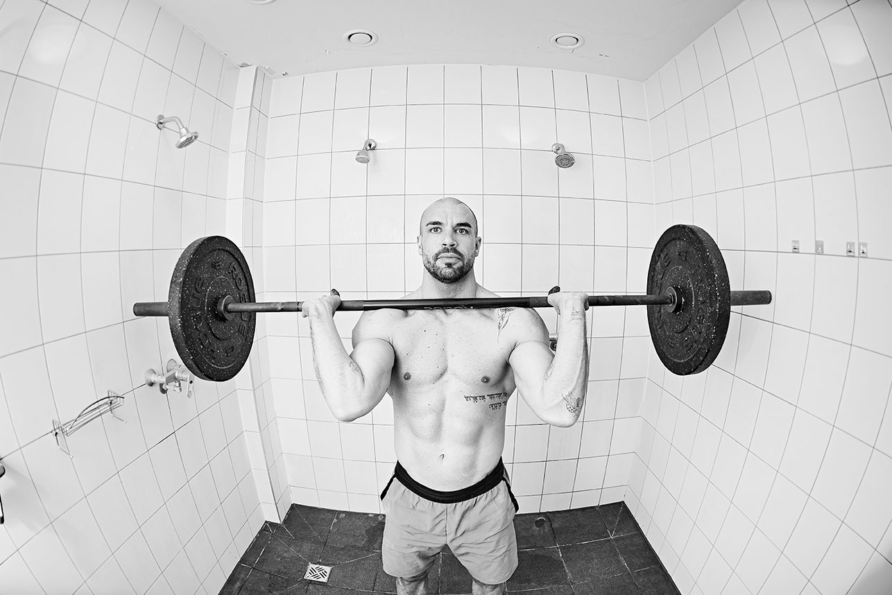 Portrait of a CrossFit athlete in the shower