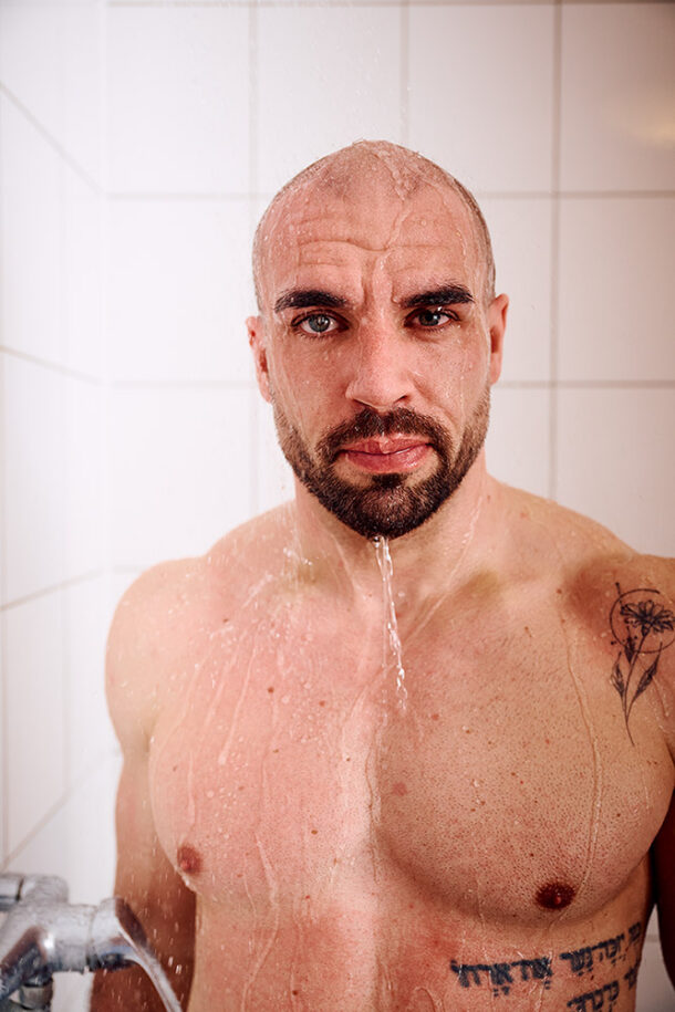Portrait of a CrossFit athlete in the shower