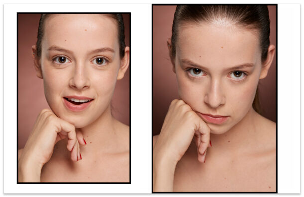 Beauty Portrait unbearbeitet bearbeitet